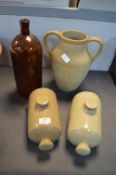 Vintage Pottery Ewer plus Stoneware and Glass Bottle