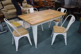 Industrial Wood & Steel Dining Table with Four Chairs