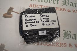*Two Pack of Ellen Reyes Fleece Lined Seamless Leggings Size Medium - Black