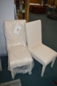 *Pair of Greenwich Side Chairs with Ivory Upholstery and Rubberwood Legs