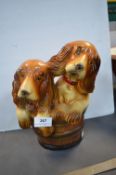 1930's Chalkware Dog & Barrel Moneybox