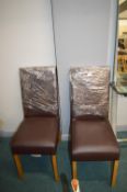 *Pair of Greenwich Side Chairs with Brown Upholstery and Rubberwood Legs