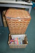 Wicker Laundry Basket & Contents plus Basket of DV