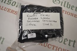 *Two Pack of Ellen Reyes Fleece Lined Seamless Leggings Size Large - Black