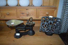 Vintage Style Cast Iron Kitchen Scales and a Cast Iron Bookstand