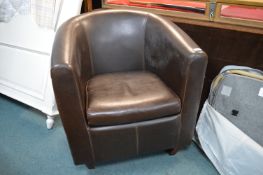 Brown Faux Leather Tub Chair