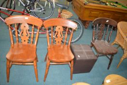 Three Kitchen Chairs and a Storage Pouffe