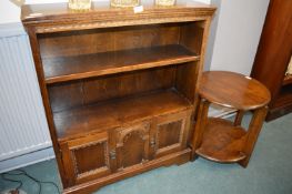 Old Charm Style Bookcase and Oak Deco Style Circular Table