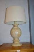 Synthetic Marble Effect Table Lamp with Cream Shade