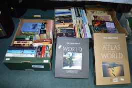 Three Boxes of Books including Boxed Atlases etc