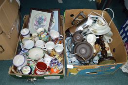 Two Boxes of Pottery Items etc