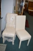*Pair of Greenwich Side Chairs with Ivory Upholstery and Rubberwood Legs