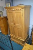 Solid Pine Small Two Door Double Wardrobe