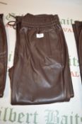 *Pair of Hillary Radley Faux Brown Leather Trousers Size: Medium