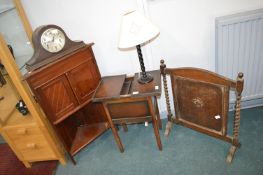 Sewing Table, Corner Cupboard, Fire Screen, Clock,