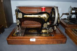 Vintage Singer Manual Sewing Machine with Mahogany