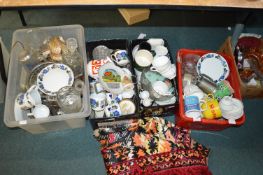 Five Boxes of Pottery and Glassware Including Mugs