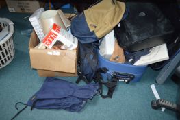 Box and a Suitcase Containing Household Goods