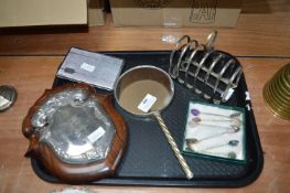 EPNS Toast Rack, Teapoons, and a Chinese Plaque, e