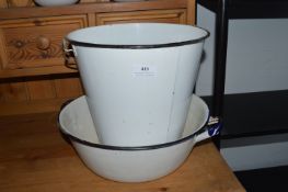 Enamel Bucket and a Bowl