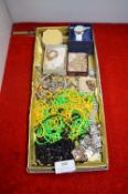 Box of Vintage Costume Jewellery, and a Wristwatch