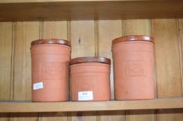 Three Terracotta Tea and Sugar Canisters