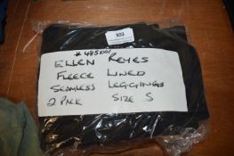 *2x Ellen Reyes Lady's Black Fleece Leggings Size: