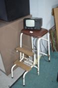 Vintage Folding Stool and a Portable Television