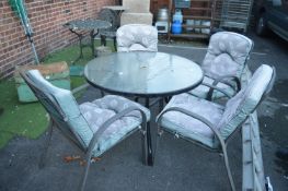 Glass Topped Metal Framed Garden/Patio Table and F