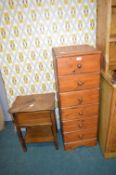 Tall Pine Six Drawer Chest and a Vintage Oak Sewin