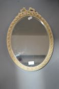 Oval Bevelled Edge Mirror with Cream Painted Frame