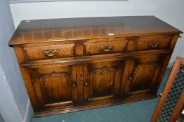 Solid Oak Three Section Sideboard