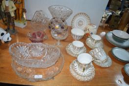 Cut Glass Vases, Dishes, Part Tea Set, etc.