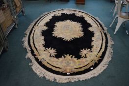 Oval Deep Pile Wool Rug 274x183cm