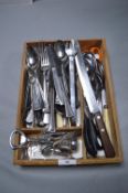 Wooden Cutlery Tray, and Contents