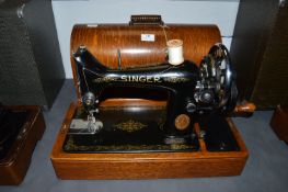 Singer Portable Manual Sewing Machine with Oak Cas