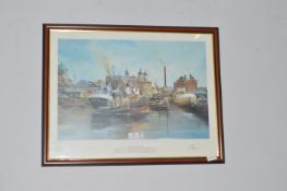 Adrian Thompson Signed Print of Hull Docks & Trawl