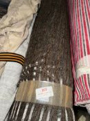 *15m X 60” Roll of Chocolate Brown Striped Chenille Upholstery Fabric
