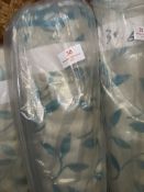 *32m X 1.4m Roll of Natural And Teal Coloured Leaf Design Curtain Fabric
