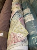 *35m X 1.4m Roll of Multicoloured Geometric Designed Cotton Type Fabric