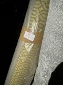 *7m X 1.2m Roll of Geometric Gold Type Furnishing Fabric