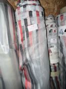*40m X 3m Roll of Red, Black, Silver On White Background Organza Transparent Design Fabric