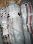 *40m X 3m Roll of Red, Black, Silver On White Background Organza Transparent Design Fabric