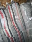 *40m X 3m Roll of Red, Black, Silver On White Background Organza Transparent Design Fabric