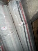 *40m X 3m Roll of Red, Black, Silver On White Background Organza Transparent Design Fabric