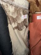 *10m X 1.4m Roll of Cream And Brown Floral Print Curtain Type Fabric