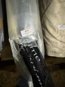 *50m X 1.4m Roll of Black Mesh Fabric With Printed Words. Suitable For Clothing Or Window Dressing.