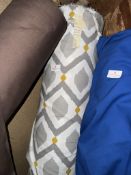 *60m X 1.6m Roll of White / Grey / Mustard Cotton Furnishing Type Fabric