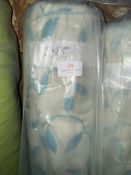 *32m X 1.4m Roll of Natural And Teal Coloured Leaf Design Curtain Fabric