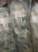 *30m X 1.4m Roll of Natural And Teal Coloured Leaf Design Curtain Fabric